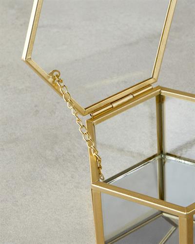 Deluxe Декоративна Кутия Стъкло, Златисто, 10X11X6 Cm