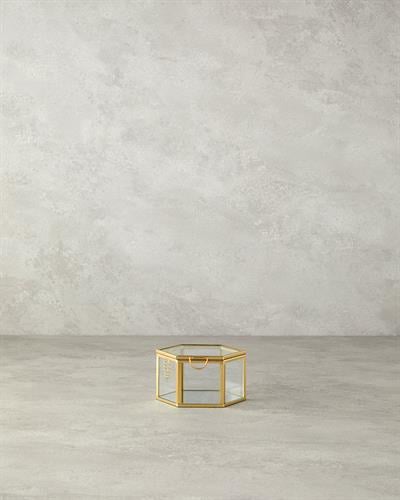 Deluxe Декоративна Кутия Стъкло, Златисто, 10X11X6 Cm