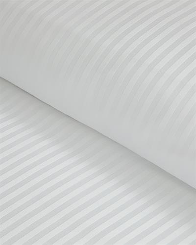 Deluxe Спално Бельо Компле Двоен Размер, Памучен Сатен На Райета, Бяло, 200 X 220 Cm