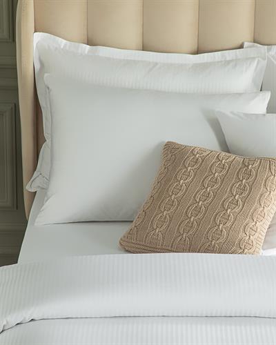 Deluxe Спално Бельо Компле Двоен Размер, Памучен Сатен На Райета, Бяло, 200 X 220 Cm