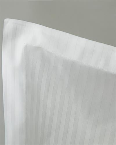 Deluxe Спално Бельо Компле Двоен Размер, Памучен Сатен На Райета, Бяло, 200 X 220 Cm