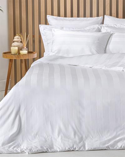 Deluxe Спален Комплект Супер кралски Памучен сатен райе 260x220 cm Бял