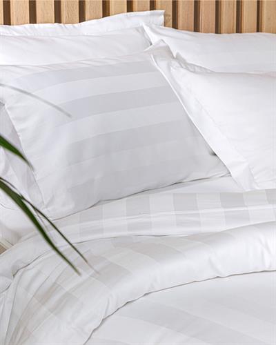 Deluxe Спален Комплект Супер кралски Памучен сатен райе 260x220 cm Бял