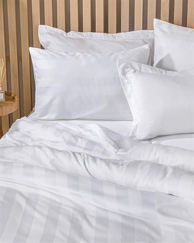 Deluxe Спален Комплект Супер кралски Памучен сатен райе 260x220 cm Бял