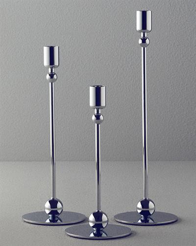 Deluxe Свещник 3 бр. Метал 10x32,5+10x27,5+10x22,5 см Сребърен.