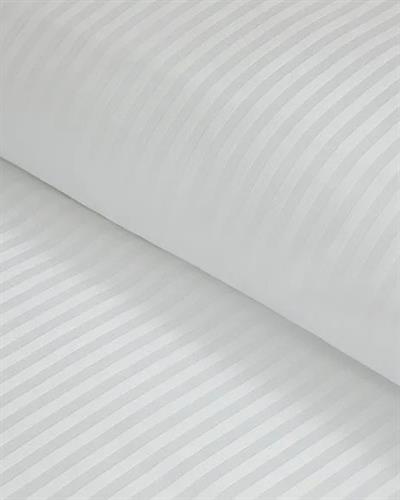 Deluxe Спално Бельо Компле King Size, Памучен Сатен На Райета, Бяло, 240 X 220 Cm