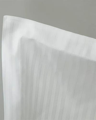 Deluxe Спално Бельо Компле King Size, Памучен Сатен На Райета, Бяло, 240 X 220 Cm