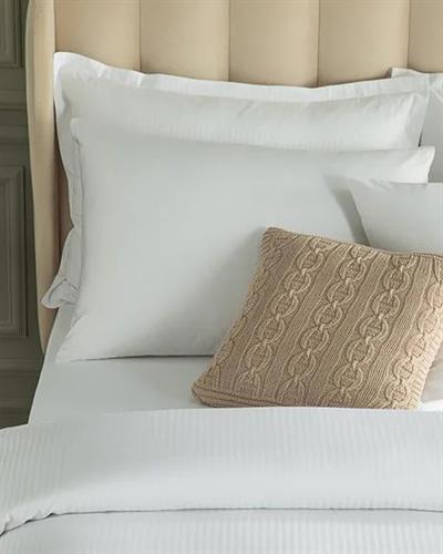 Deluxe Спално Бельо Компле King Size, Памучен Сатен На Райета, Бяло, 240 X 220 Cm