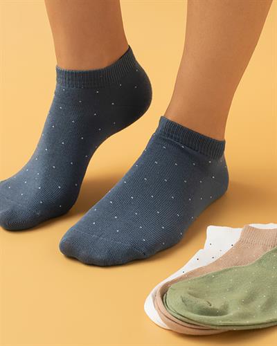 Demi Cotton Kadın 4lü Socks 36-40 Beyaz-Yeşil-Mavi-Bej