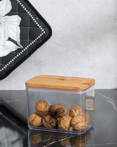 Denby Bright Съд За Съхранение С дървен капак Пластмаса 1 л Прозрачен