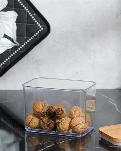 Denby Bright Съд За Съхранение С дървен капак Пластмаса 1 л Прозрачен