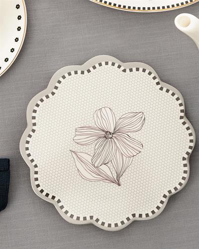 Denby Dark Подложка За Топло Сервиране Меламин 21 см Бежов - Бял