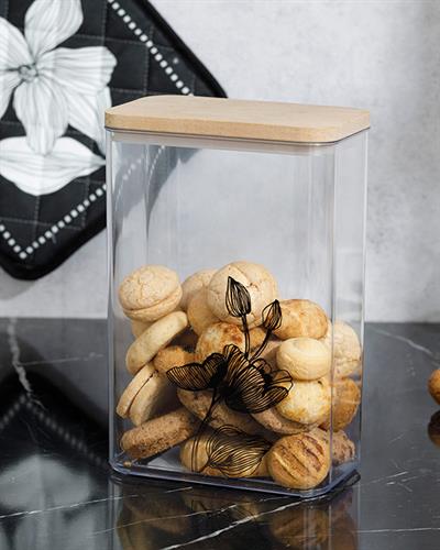 Denby Elegant Съд За Съхранение С дървен капак Пластмаса 2 л Прозрачен