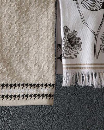 Denby Flowery Кърпа За Сушене 2 бр. Памук 40x60 см Бял - Бежов