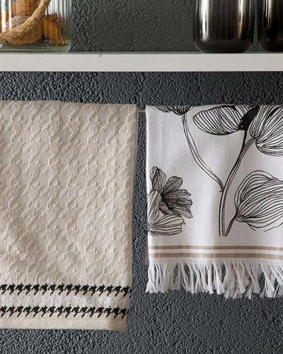 Denby Flowery Кърпа За Сушене 2 бр. Памук 40x60 см Бял - Бежов