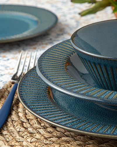 Dentro Сервиз За Хранене Керамика, Синьо, 27-22-21-14 Cm