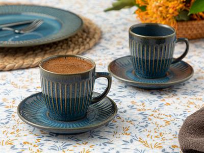 Dentro Сервиз За Кафе 4 Бр. За 2 Души, Керамика, Синьо, 95 Ml