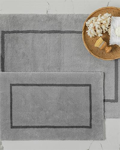 Dia Постелка За Баня Ко Памучен, Сиво-Тъмно Сиво, 60 X 90+40 X 60