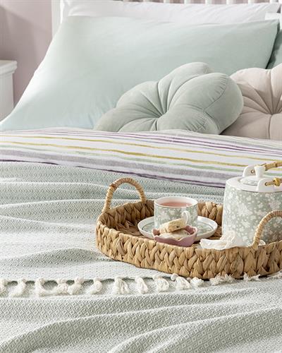 Diamond Chic Покривка За Легло Единичен Размер, Тъкан, Селедон, 160 X 240 Cm