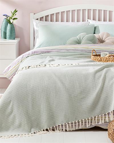 Diamond Chic Покривка За Легло Единичен Размер, Тъкан, Селедон, 160 X 240 Cm