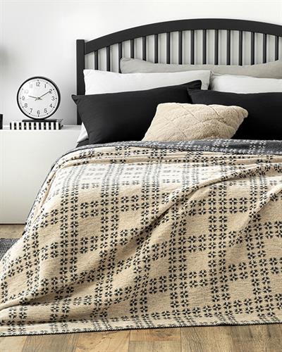 Diamond Plaid Одеяло Единичен Памучен 150x200 см Антрацит