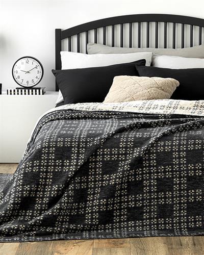 Diamond Plaid Одеяло Единичен Памучен 150x200 см Антрацит