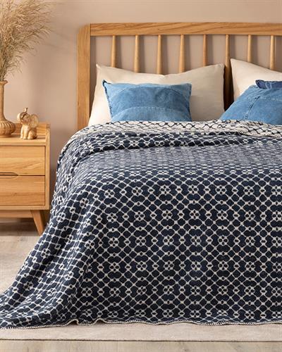 Diamond Vitrail Одеяло Единичен Памучен 150x200 см Морскосин