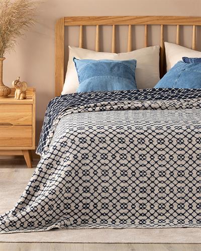 Diamond Vitrail Одеяло Единичен Памучен 150x200 см Морскосин