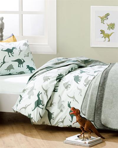 Dinosaurs Детско Спално Бельо Памучен, Зелено, 160 X 220 Cm
