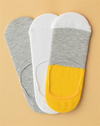 Cotton 3 set - Women Ballet Socks 36-40 Gray-White