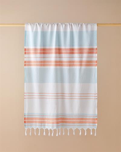 Dolly Пещемал На Райета, Varak Baskılı Super Soft, Синьо - Оранжево, 90 X 150 Cm