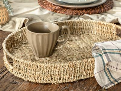 Donna Straw Oval shaped Tray 40x30 cm Brown