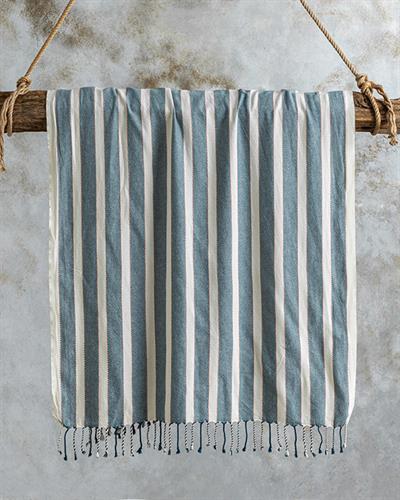 Dora Пещемал на райе Памучен 90x180 cm Морскосин - Бежов.