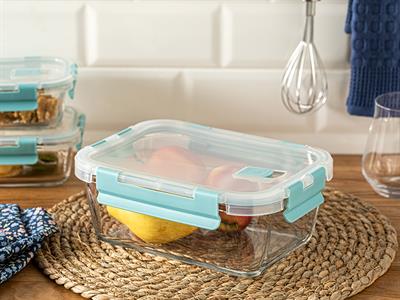 Doria Кутия За Съхранение Стъкло 1450 мл Тюркоаз