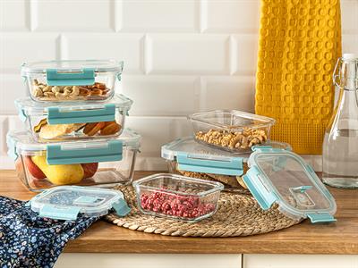 Doria Кутия За Съхранение Стъкло 1450 мл Тюркоаз