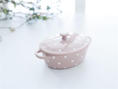 Dots ТЕПСИЯ ЗА ФУРНА Кръгло с капак Stoneware Beige