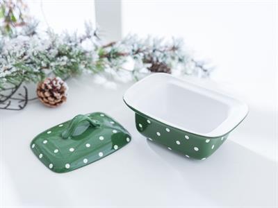 Dots ТЕПСИЯ ЗА ФУРНА Правоъгълно с капак Stoneware Koyu Yeşil