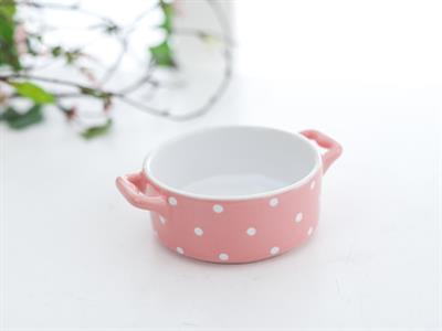 Dots ТЕПСИЯ ЗА ФУРНА Кръгло с дръжка Stoneware Light Pink,