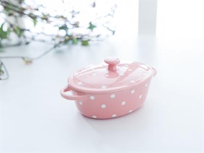 Dots ТЕПСИЯ ЗА ФУРНА Кръгло с капак Stoneware Light Pink,
