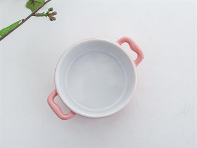Dots ТЕПСИЯ ЗА ФУРНА Кръгло с дръжка Stoneware Light Pink,