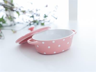 Dots ТЕПСИЯ ЗА ФУРНА Кръгло с капак Stoneware Light Pink,