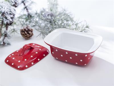 Dots ТЕПСИЯ ЗА ФУРНА Правоъгълно с капак Stoneware Red