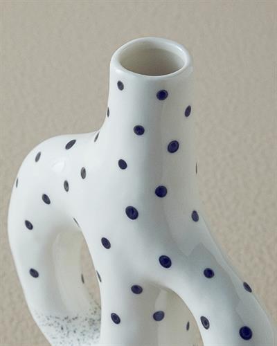 Dotsy Ваза Каменна керамика 13,6x4,2x11 см Бял