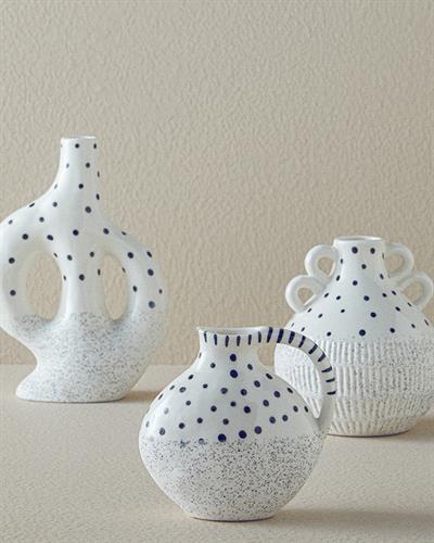 Dotsy Ваза Каменна керамика 13,6x4,2x11 см Бял