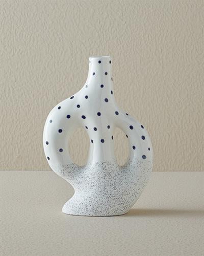 Dotsy Ваза Каменна керамика 13,6x4,2x11 см Бял
