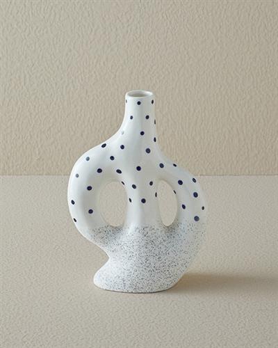 Dotsy Ваза Каменна керамика 13,6x4,2x11 см Бял