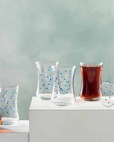 Dotsy Чаена Чаша 6 Бр., Стъкло, Тъмно Синьо, 155 Ml