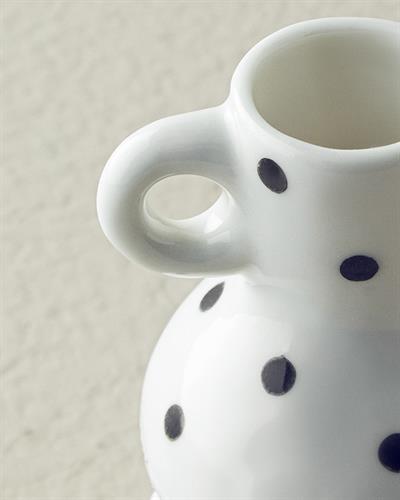 Dotsy Ваза Каменна керамика 7,3x6,8x12,2 см Бял