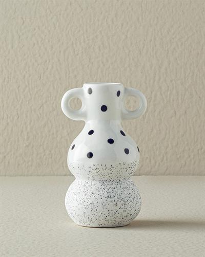 Dotsy Ваза Каменна керамика 7,3x6,8x12,2 см Бял