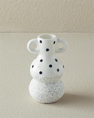 Dotsy Ваза Каменна керамика 7,3x6,8x12,2 см Бял